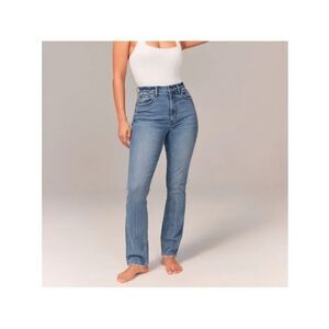 Abercrombie & Fitch Women's Straight Leg Jeans - Medium Blue Wash